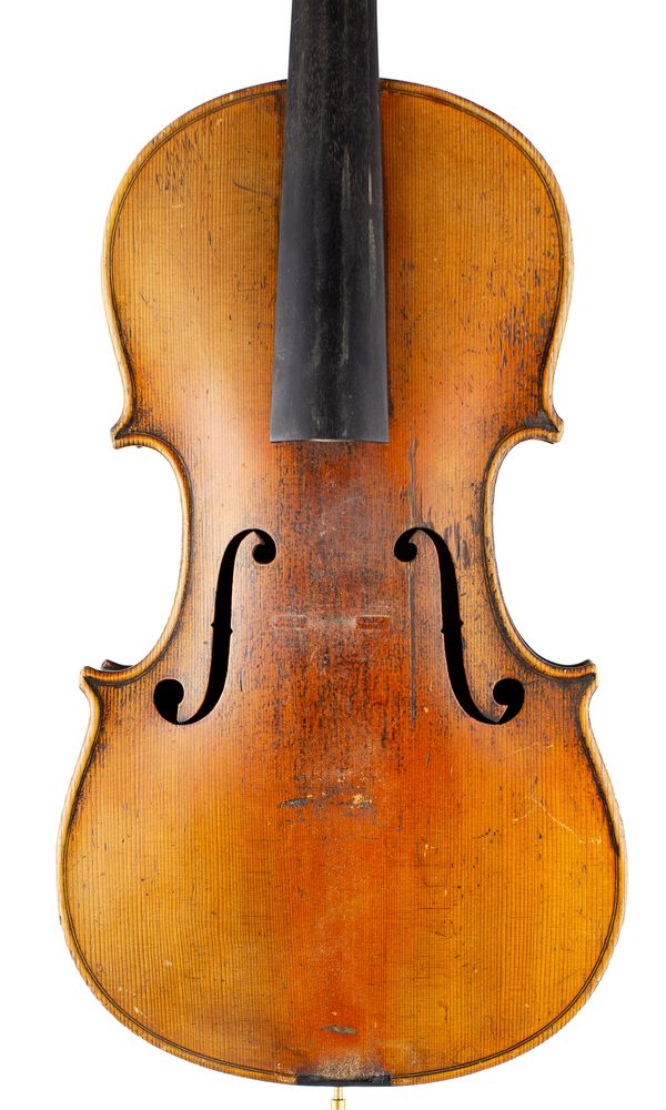 A violin, labelled Copy of Straduarius