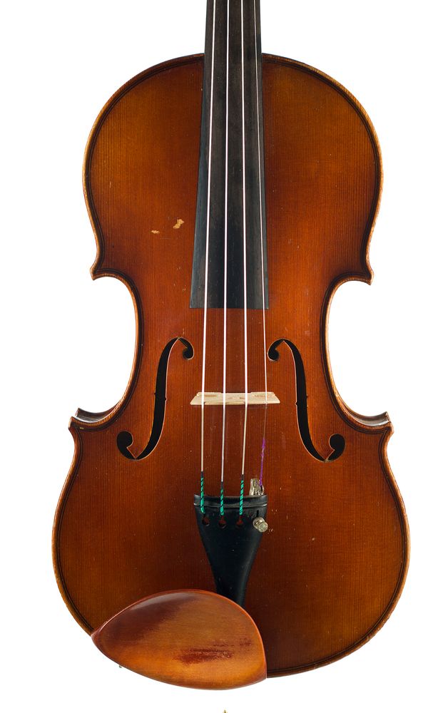A violin, labelled H. Emile Blondelet