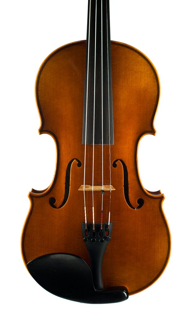 A violin, labelled Scott Cao