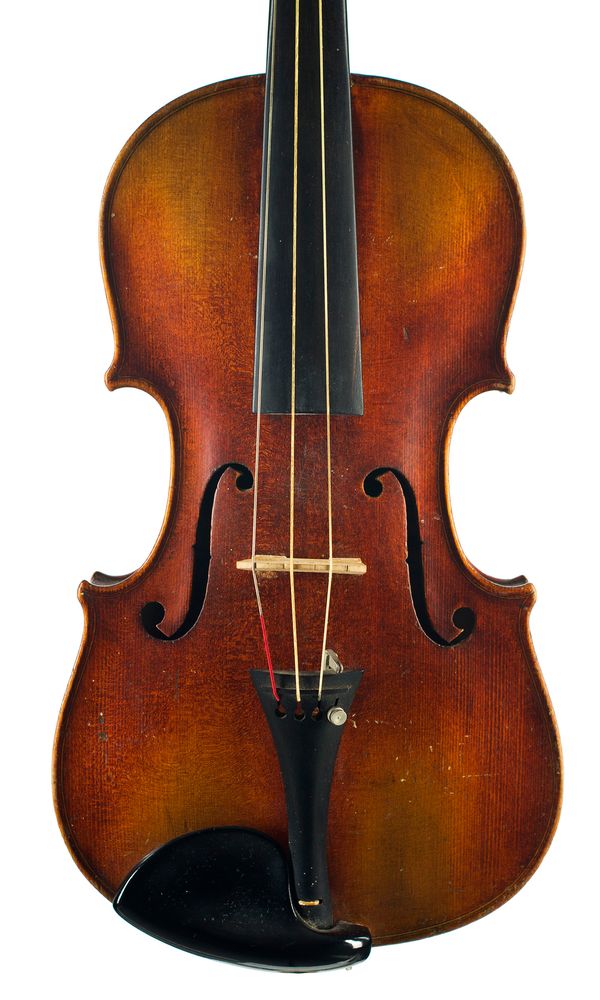 A violin, labelled Antonius Stradivarius Cremonae