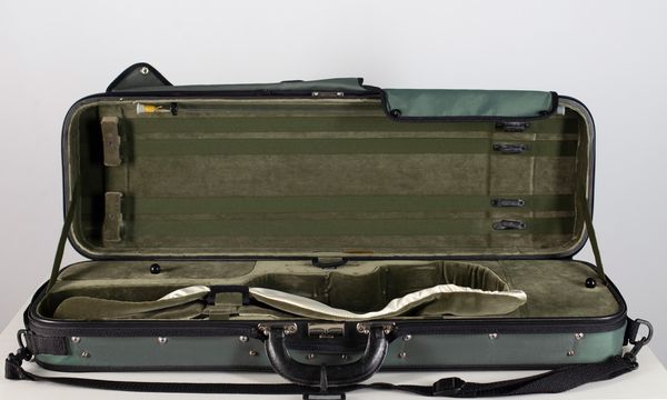 A violin case branded Gewa