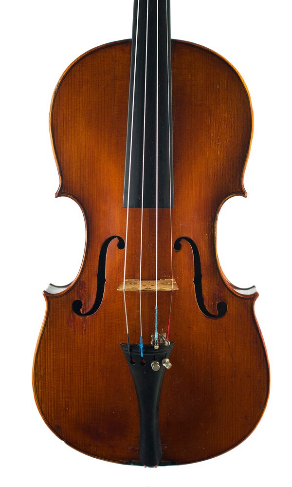 A violin, labelled Amati made by E. R. Schmidt  & Co