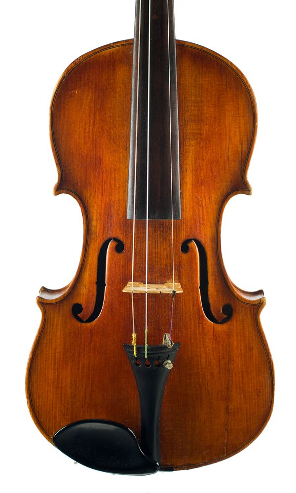 A violin, labelled Carlo Bergonzi