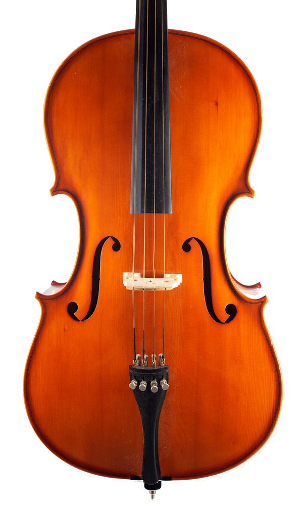 A three-quarter sized cello, labelled Andreas Zeller