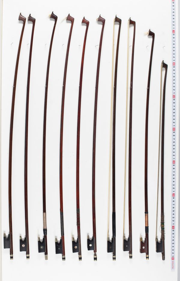 Ten violin bows, varying lengths