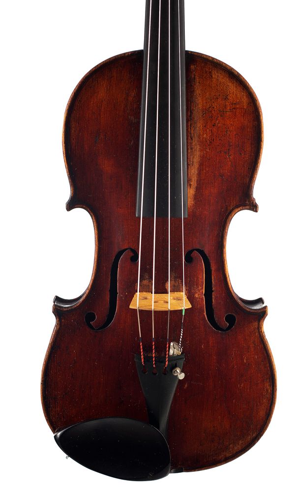 A violin, labelled Mathias Neuner