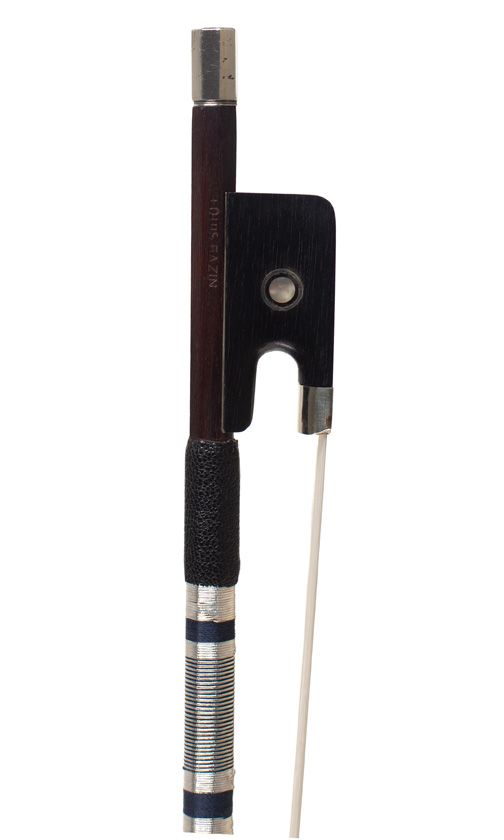 A nickel-mounted violin bow, Workshop of Louis Bazin, Mirecourt