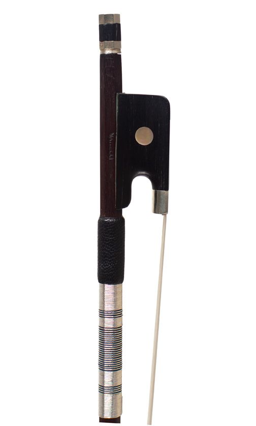 A nickel-mounted violin bow by Louis Bazin