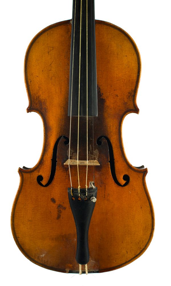 A violin, labelled Excelsior