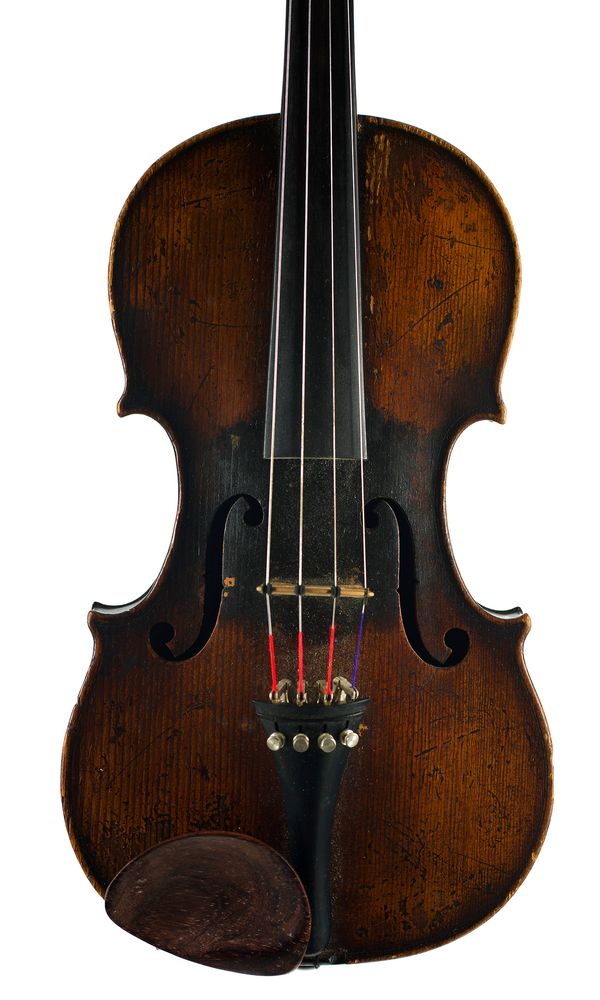 A violin, labelled Sebastien Klolz's