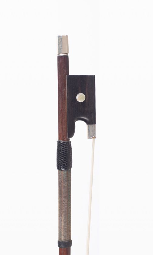 A silver-mounted violin bow, unbranded