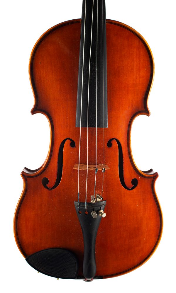 A violin, labelled Nicolaus Amatus