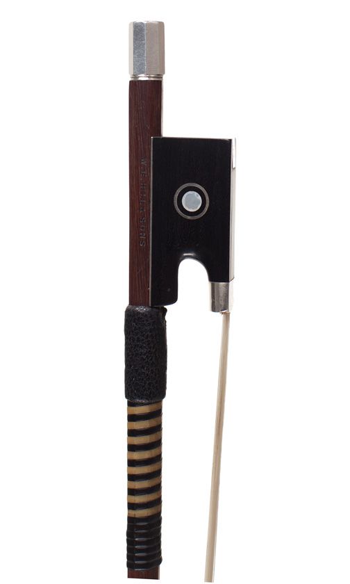 A silver-mounted violin bow, stamped W. E. Hill & Sons