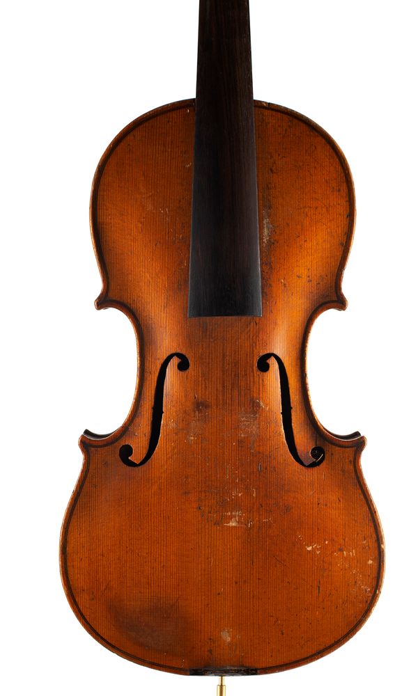 A violin, labelled Aegidius Klotz over 100 years old