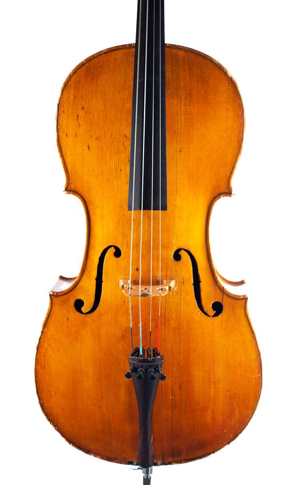 A half-size cello, unlabelled