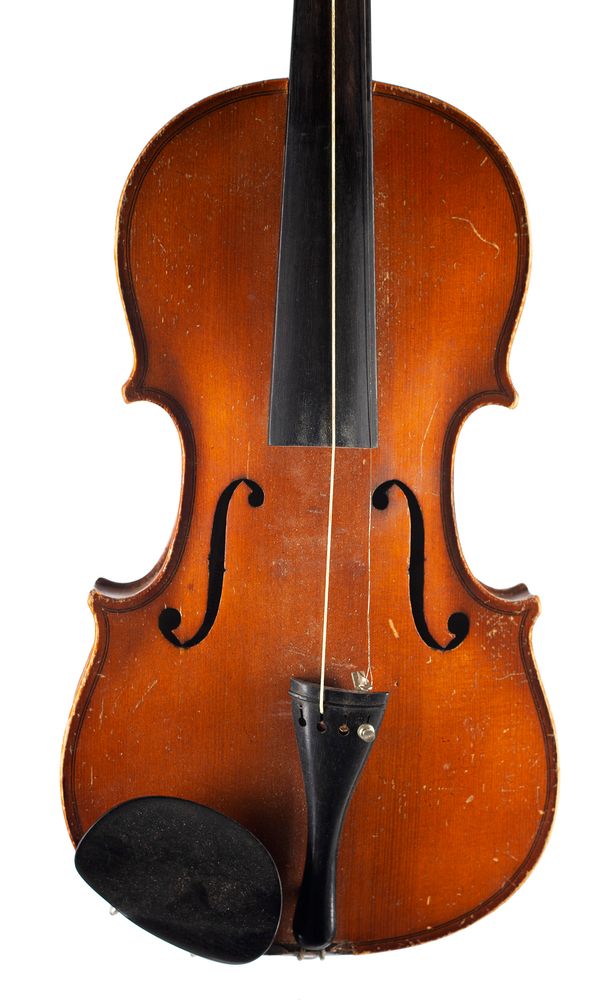 A violin, labelled Piena Student Violin