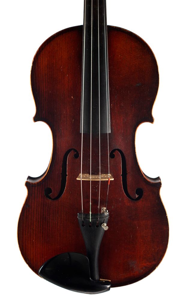 A violin, labelled Copie de Antonius Stradiuarius