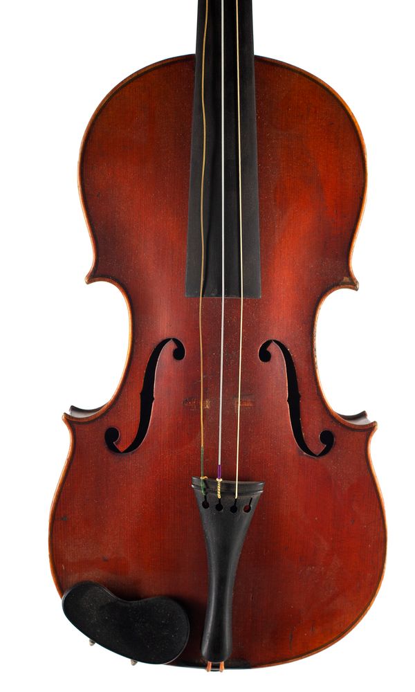 A violin, labelled Nicolaus Amatus