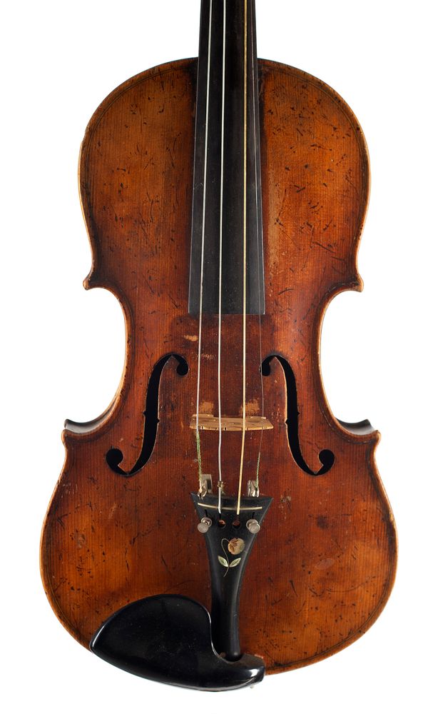 A violin, labelled Antonius Stradiuarius over 100 years