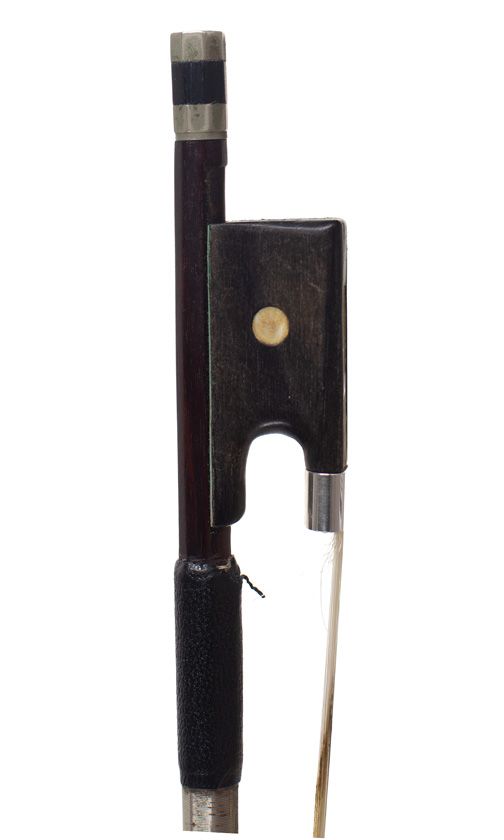 A nickel-mounted cello bow, Mirecourt, circa 1910