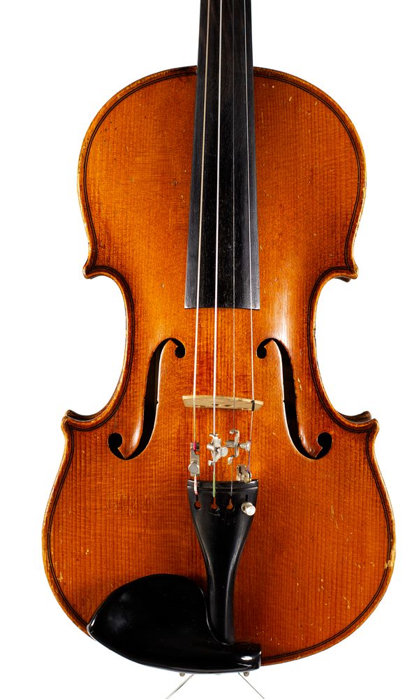 A violin, labelled Aubry Dugarde