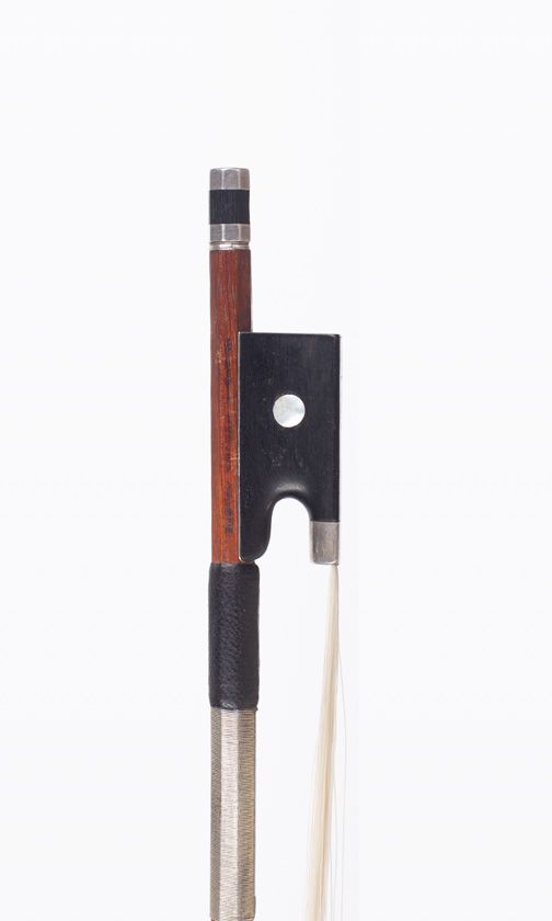 A silver-mounted violin bow by Gustav Prager, Germany