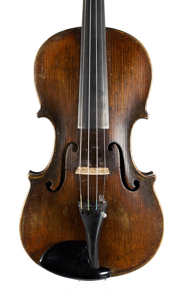 A violin, labelled Nicolaus Amatus