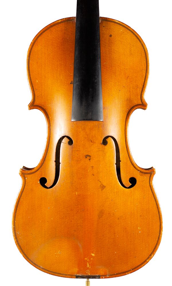 A violin, labelled F. Breton