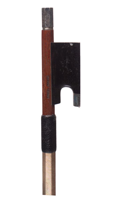 A silver-mounted violin bow, branded Finked Atelier