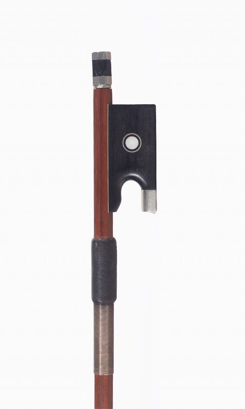A nickel-mounted violin bow, unbranded