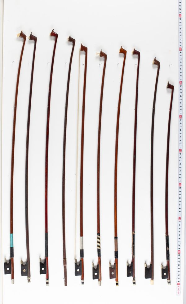Ten violin bows, various length