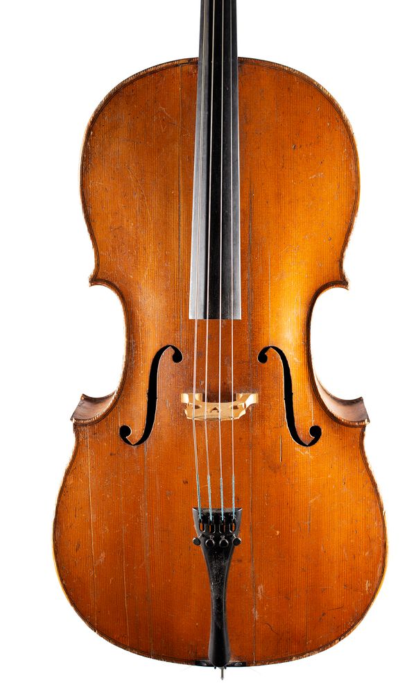 A three-quarter sized cello, unlabelled