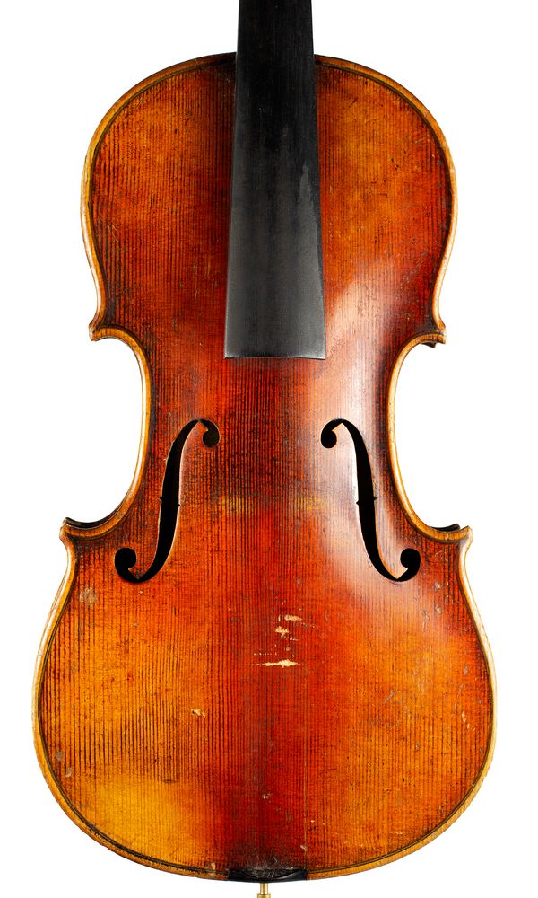 A three-quarter sized violin, labelled Wilhelm Herwig