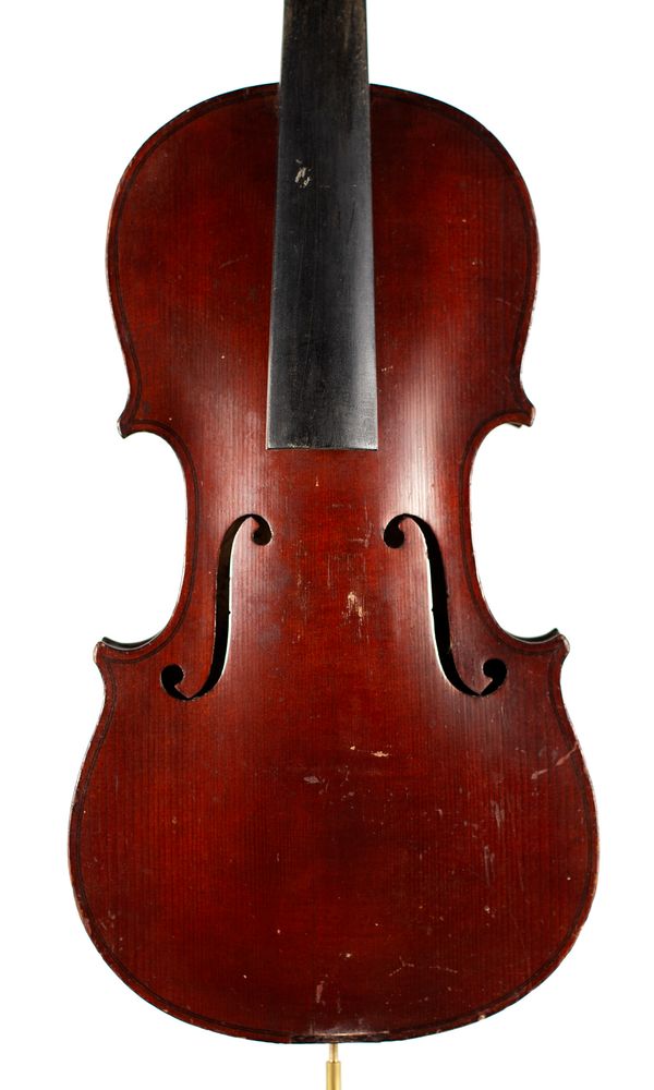 A three-quarter sized violin, labelled Copy of Antonius Stradivarius