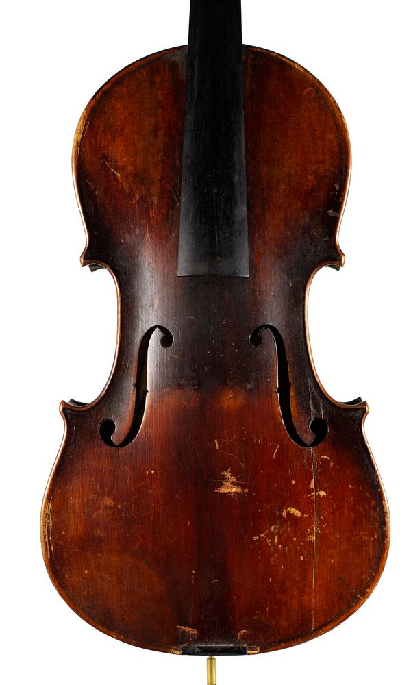 A violin, labelled Gebrüder Wolff