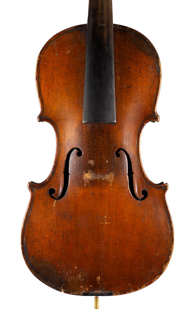 A violin, labelled Model Antonius Stradivarius