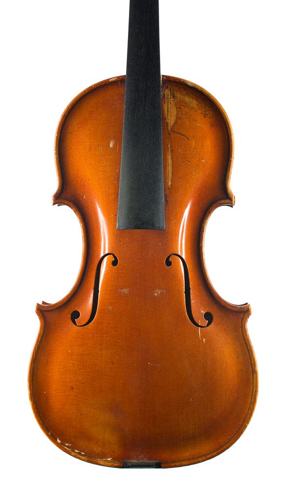 A violin, labelled Paul Bisch, Luthier