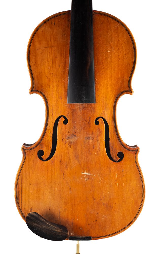 A violin, faintly labelled