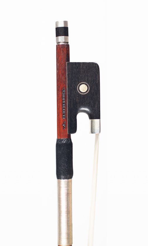 A silver-mounted viola bow by John Clutterbuck