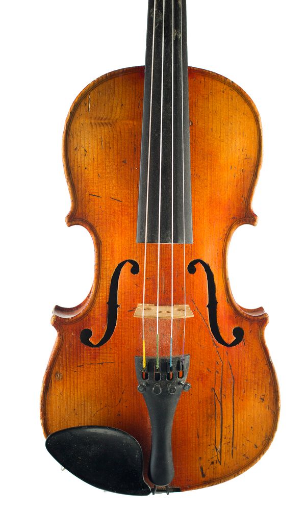 A three-quarter sized violin, unlabelled