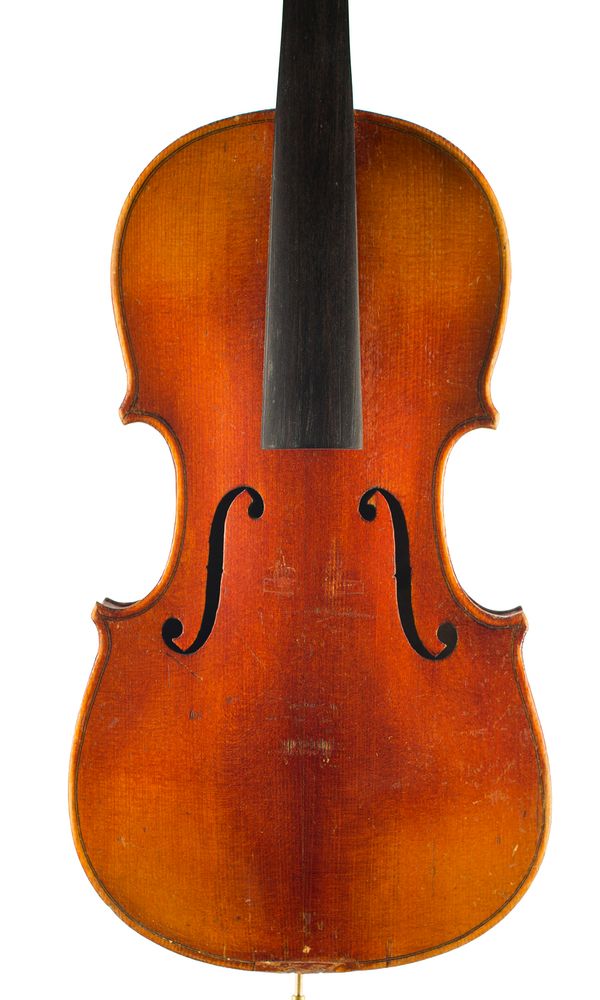 A three-quarter sized violin, labelled Antonius Stradiuarius