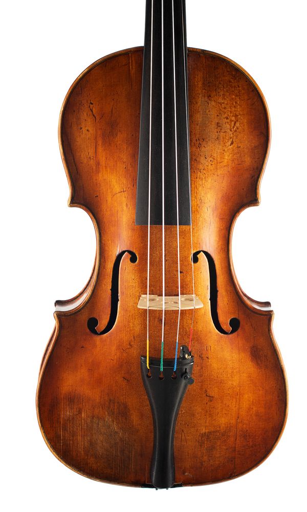 A violin, labelled Sanctus Seraphin