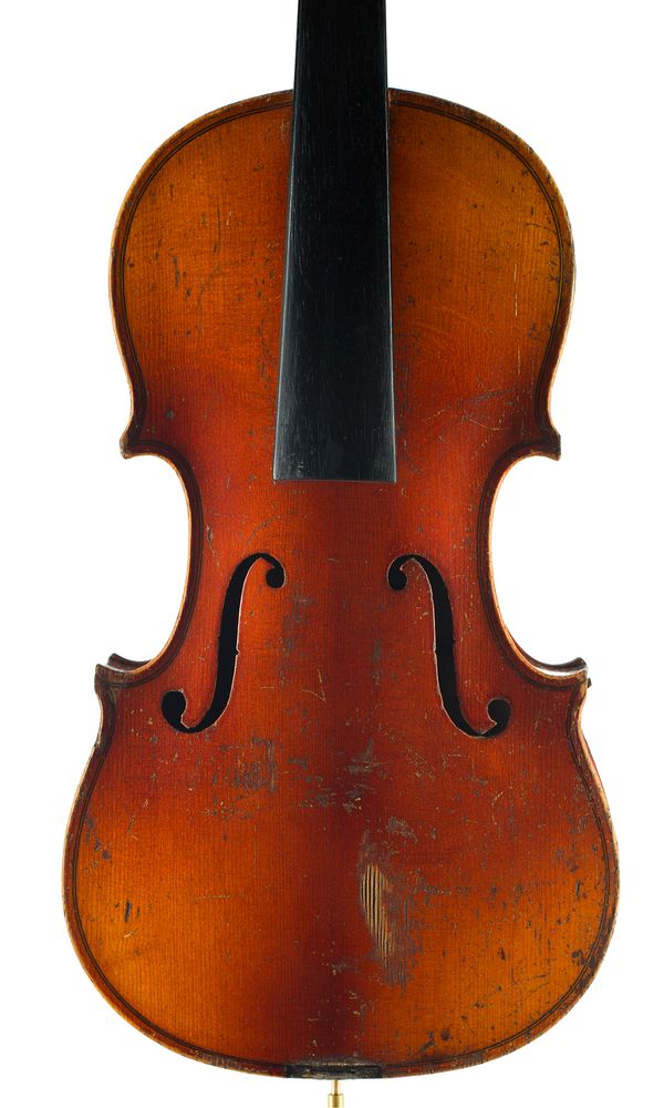 A three-quarter sized violin, labelled Antonius Stradivarius