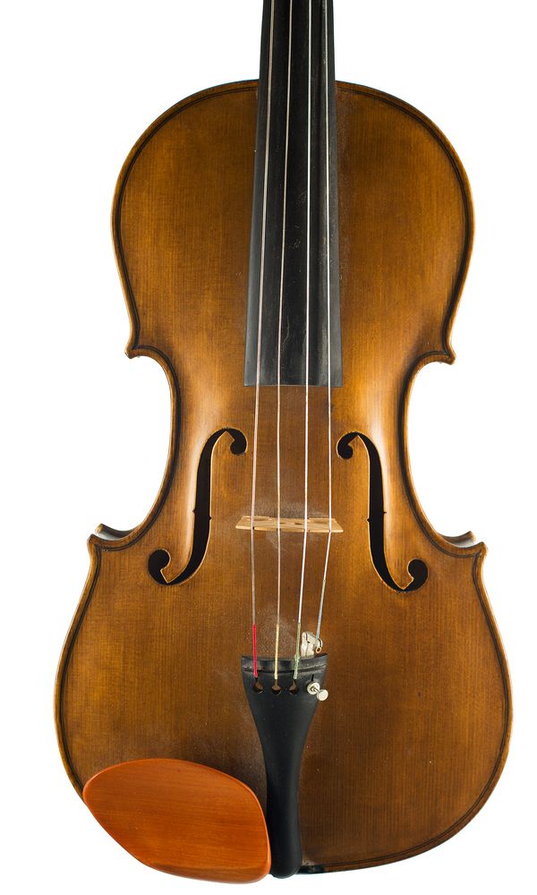 A viola, labelled A. R. Payne... Machynlleth