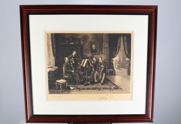 A Portrait, The Quartet at a rehearsal by Leopald Lowenstam, late 19th.c