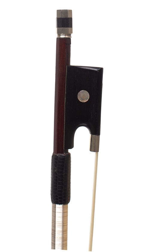 A nickel-mounted viola bow, unstamped