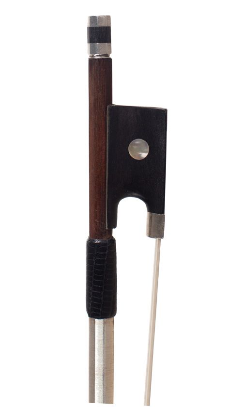 A silver-mounted violin bow, unstamped