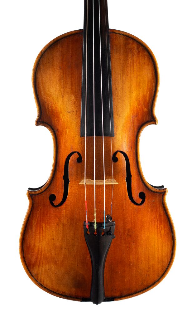 A violin, labelled Francesco Ruggeri