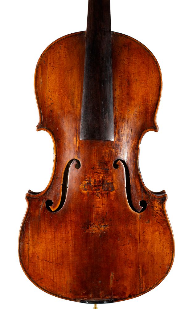 A violin, labelled Reinhold Geipel Sohn
