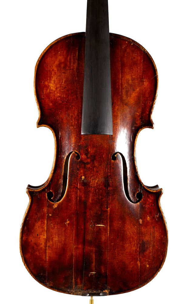 A violin, labelled Richard Weichold Paulus